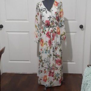 Expresso Floral Dress Sheer With Lining Maxi Flowers